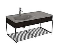 Ensemble meuble-lavabo VitrA Equal 66061 102,5 x 52 cm, meuble-lavabo asymétrique, gris pierre mat, avec garnitures en bois d'orme