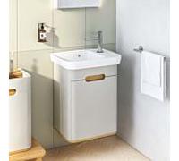 Ensemble meuble-lavabo VitrA Sento 65980 50 x 37,5 x 68,5 cm, porte à charnières à gauche, gris clair mat, décor