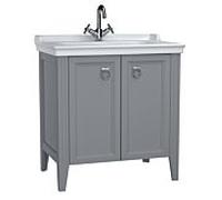 Ensemble meuble-lavabo VitrA Valarte 62154, 79,5 x 53 x 88 cm, 2 portes, corps gris mat/vasque blanc brillant