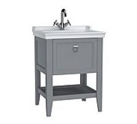Ensemble meuble-lavabo VitrA Valarte 62178, 64,5 x 53 x 88 cm, 1 tiroir à extension totale, corps gris mat/meuble-lavabo blanc brillant