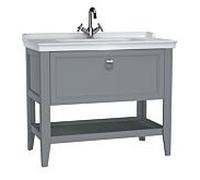 Ensemble meuble-lavabo VitrA Valarte 62184, 99,5 x 53 x 88 cm, 1 tiroir à extension complète, structure gris mat/vasque blanche brillante
