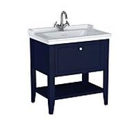 Ensemble meuble-lavabo VitrA Valarte 65776 79,5 x 53 x 88 cm, 1 tiroir à extension complète, structure bleu acier/vasque blanche brillante