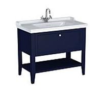 Ensemble meuble-lavabo VitrA Valarte 65777 99,5 x 53 x 88 cm, 1 tiroir à extension complète, structure bleu acier/vasque blanche brillante
