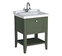 Ensemble meuble-lavabo VitrA Valarte 65814, 64,5 x 53 x 88 cm, 1 tiroir à extension complète, structure vert vintage/meuble-lavabo blanc brillant