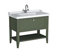 Ensemble meuble-lavabo VitrA Valarte 65816 99,5 x 53 x 88 cm, 1 tiroir à extension complète, structure vert vintage/meuble-lavabo blanc brillant