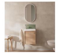 Ensemble meuble lave-mains décor chêne FRAME + miroir