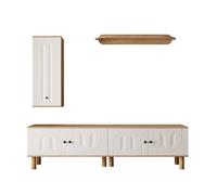 Ensemble Meuble Mural Meuble mural 3 pièces blanc buffet haut, placards et étagère sculptés en bois pour un style élégant