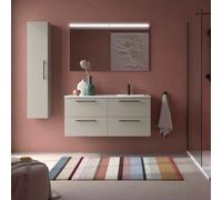 Ensemble Meuble Plan vasque et miroir SILANE 1200 4 tiroirs Gris satiné P450 - SALGAR 118746