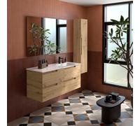 Ensemble Meuble Plan vasque et miroir VIMA 1200 4 tiroirs Chêne Montana P450 - SALGAR 118678