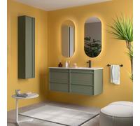 Ensemble Meuble Plan Vasque Miroir Applique ATTILA 1200 4 tiroirs Green satin P450 - SALGAR 119844