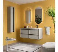Ensemble Meuble Plan Vasque Miroir Applique ATTILA 1200 4 tiroirs Gris satiné P450 - SALGAR 119849