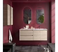 Ensemble Meuble Plan Vasque Miroir Applique NOJA II 1200 2 tiroirs 2 portes Chêne Naturel P450 - SALGAR 119731