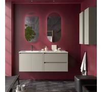 Ensemble Meuble Plan Vasque Miroir Applique NOJA II 1200 2 tiroirs 2 portes Gris satiné P450 - SALGAR 119724