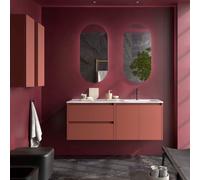 Ensemble Meuble Plan Vasque Miroir Applique NOJA II 1200 2 tiroirs 2 portes Red satin P450 - SALGAR 119730