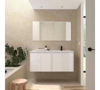 Ensemble Meuble Plan Vasque Miroir Applique NOJA II 1200 4 portes Blanc Brillant P450 - SALGAR 119685