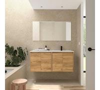 Ensemble Meuble Plan Vasque Miroir Applique NOJA II 1200 4 portes Chêne Africain P450 - SALGAR 119692