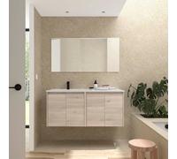 Ensemble Meuble Plan Vasque Miroir Applique NOJA II 1200 4 portes Chêne Naturel P450 - SALGAR 119681