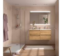 Ensemble Meuble Plan Vasque Miroir Applique NOJA II 1200 4 tiroirs Chêne Africain P450 - SALGAR 119712