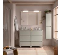 Ensemble Meuble Plan Vasque Miroir Applique NOJA II 1200 6 tiroirs Gris satiné P450 - SALGAR 118574