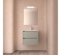 Ensemble Meuble Plan Vasque Miroir Applique NOJA II 600 2 tiroirs Gris satiné P450 - SALGAR 118564