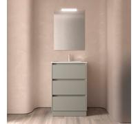 Ensemble Meuble Plan Vasque Miroir Applique NOJA II 600 3 tiroirs Gris satiné P450 - SALGAR 118571