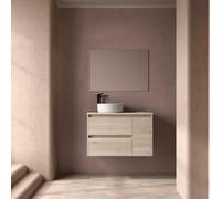 Ensemble Meuble Plan Vasque Miroir Applique NOJA II 900 2T1P droite - vasque à gauche Chêne Naturel P450 - SALGAR 118351