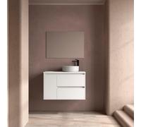 Ensemble Meuble Plan Vasque Miroir Applique NOJA II 900 2T1P gauche - vasque à droite Blanc satiné P450 - SALGAR 118356