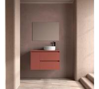 Ensemble Meuble Plan Vasque Miroir Applique NOJA II 900 2T1P gauche - vasque à droite Red satin P450 - SALGAR 118360
