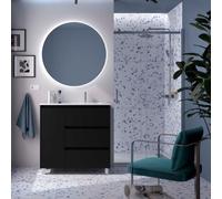Ensemble Meuble Plan Vasque Miroir Applique NOJA II 900 3 tiroirs Black satin P450 - SALGAR 118377