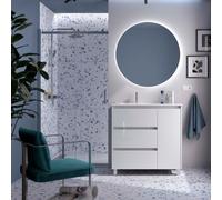 Ensemble Meuble Plan Vasque Miroir Applique NOJA II 900 3 tiroirs Blanc Brillant P450 - SALGAR 118365