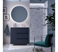 Ensemble Meuble Plan Vasque Miroir Applique NOJA II 900 3 tiroirs Blue satin P450 - SALGAR 118378