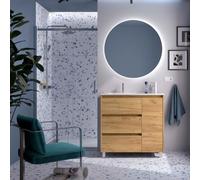 Ensemble Meuble Plan Vasque Miroir Applique NOJA II 900 3 tiroirs Chêne Africain P450 - SALGAR 118372