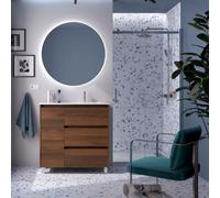 Ensemble Meuble Plan Vasque Miroir Applique NOJA II 900 3 tiroirs Noyer Maya P450 - SALGAR 118383