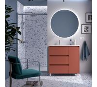 Ensemble Meuble Plan Vasque Miroir Applique NOJA II 900 3 tiroirs Red satin P450 - SALGAR 118370