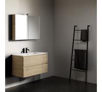 Ensemble Meuble Riho Spring Dew Lavabo 1 trou, 2 tiroirs, armoire de toilette 1000mm Just Oak