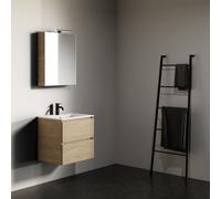 Ensemble Meuble Riho Spring Dew Lavabo 1 trou, 2 tiroirs, armoire de toilette 600mm Just Oak