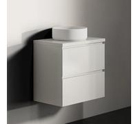 Ensemble Meuble Riho Spring Tablet pour Lavabo Sans trou, 2 tiroirs, 600x400mm Laqué blanc brillant RAL9016