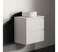 Ensemble Meuble Riho Spring Tablet pour Lavabo Sans trou, 2 tiroirs, 600x400mm Laqué blanc satiné