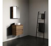 Ensemble Meuble Riho Spring Tablet pour Lavabo Sans trou, 2 tiroirs, armoire de toilette 600x400mm Canella Brown