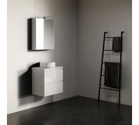 Ensemble Meuble Riho Spring Tablet pour Lavabo Sans trou, 2 tiroirs, armoire de toilette 600x400mm Laqué blanc brillant RAL9016