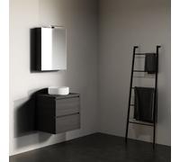 Ensemble Meuble Riho Spring Tablet pour Lavabo Sans trou, 2 tiroirs, armoire de toilette 600x460mm Charred Black