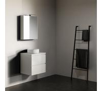 Ensemble Meuble Riho Spring Tablet pour Lavabo Sans trou, 2 tiroirs, armoire de toilette 600x460mm Laqué blanc brillant RAL9016