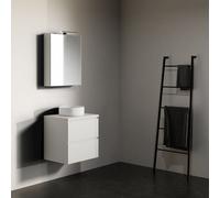 Ensemble Meuble Riho Spring Tablet pour Lavabo Sans trou, 2 tiroirs, armoire de toilette 600x460mm Laqué blanc satiné