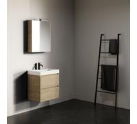 Ensemble Meuble Riho Spring Vow Lavabo 1 trou, 2 tiroirs, armoire de toilette 600x400mm Just Oak
