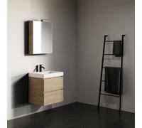 Ensemble Meuble Riho Spring Vow Lavabo 1 trou, 2 tiroirs, armoire de toilette 600x460mm Just Oak