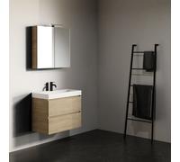 Ensemble Meuble Riho Spring Vow Lavabo 1 trou, 2 tiroirs, armoire de toilette 800x400mm Just Oak