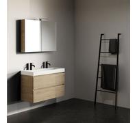 Ensemble Meuble Riho Spring Vow Lavabo 2 trous, 2 tiroirs, armoire de toilette 1000x400mm Just Oak