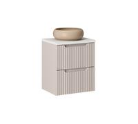 Ensemble Meuble Salle de Bain 2 tiroirs + Vasque Sable + Plateau Blanc L 50 x P 40 x H 59,5 cm - Astral - Beige crème