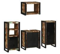 Ensemble Meuble Salle de Bain 4 Pieces Metal Multicolore avec Cabinet 90 cm | Meuble sous-vasque, armoire murale, etagere, rangement optimise, design contemporain, nettoyage facile