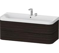 Ensemble Meuble Salle De Bain Duravit Happy D.2 Plus Lavabo 2 trous, meuble c-shaped 2 tiroirs 1175mm Noyer brossé HP4349E69690000